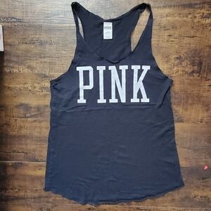 PINK Victoria's Secret Women's Black Racerback Tank Top Small